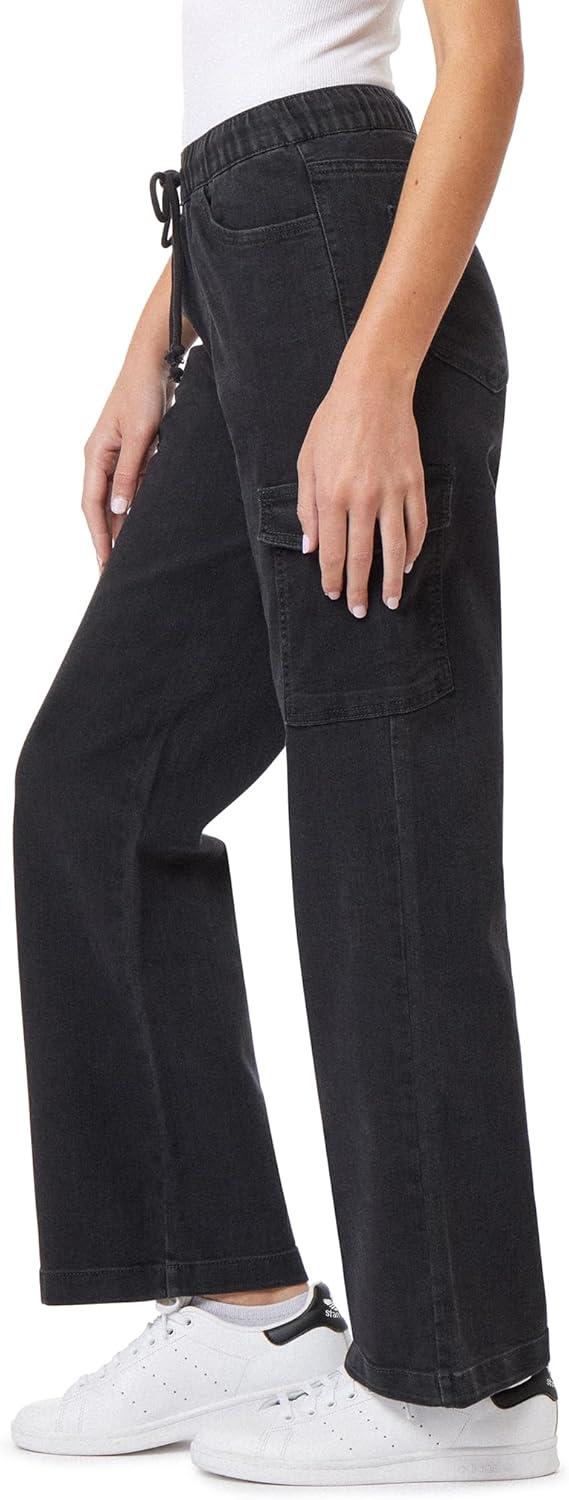 imageWallFlower Womens Tomboy Relaxed Cargo Denim MidRise Insta Stretch Juniors JeansLt Carbon