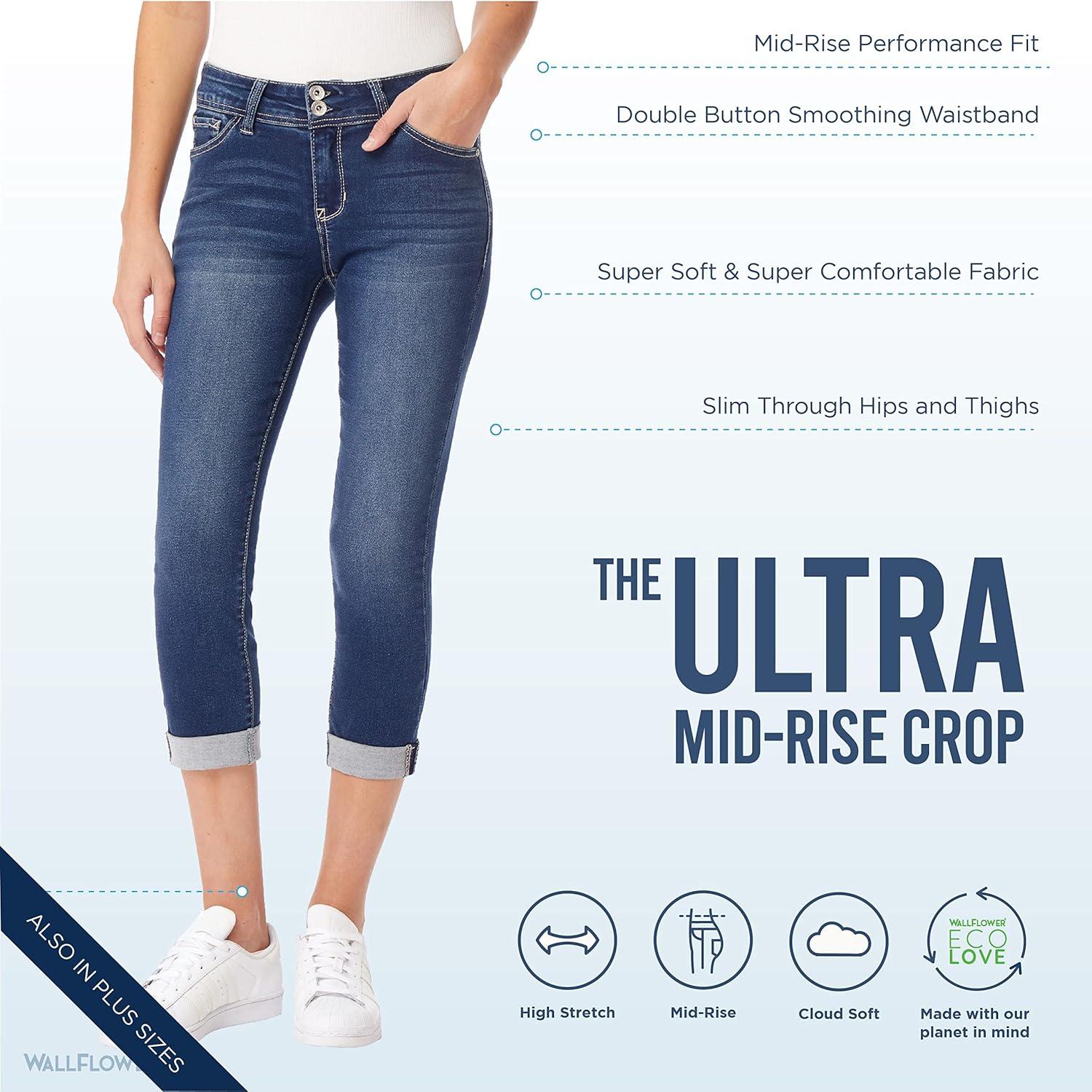 imageWallFlower Womens Ultra Crop MidRise Insta Soft Juniors Standard and PlusReya