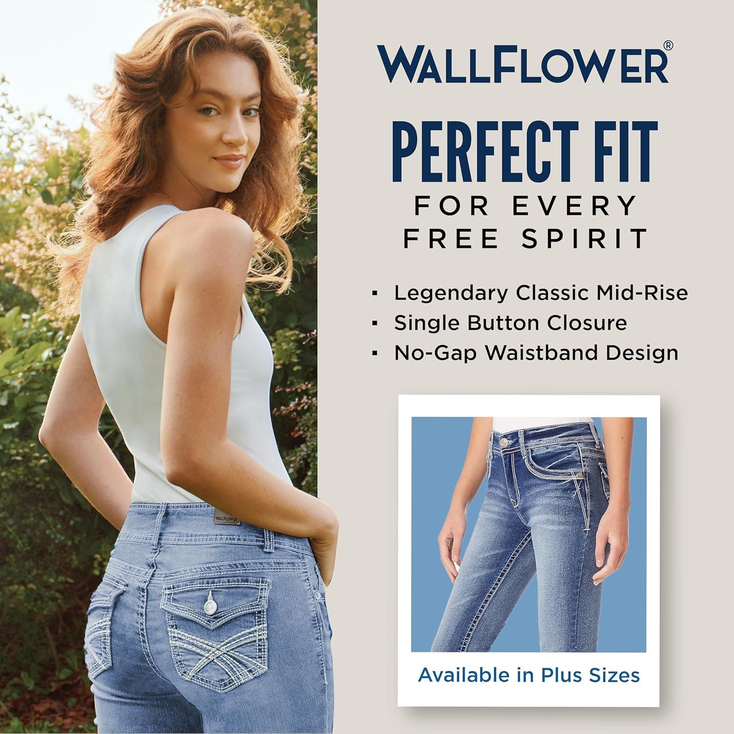 imageWallFlower Womens Ultra Slim Bootcut MidRise Insta Soft Juniors JeansLogan