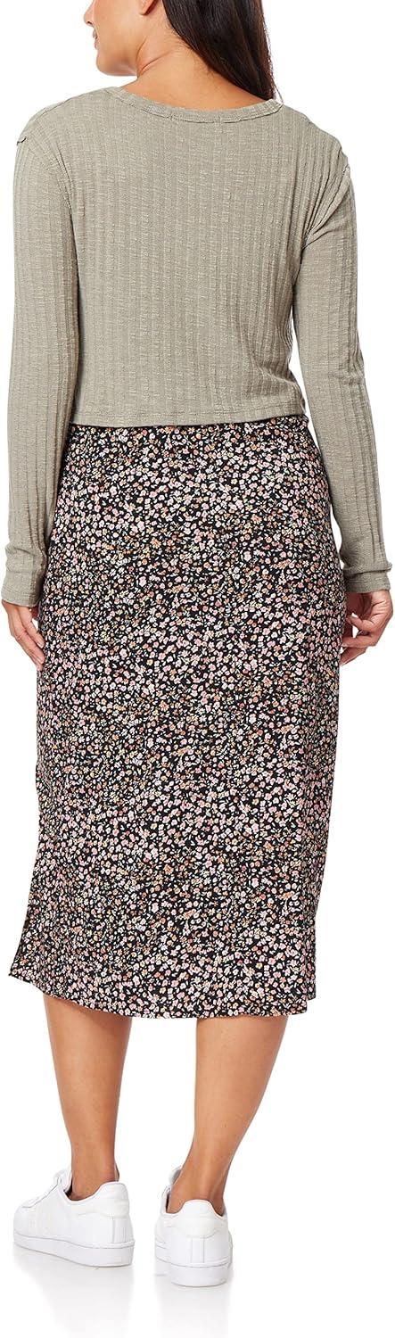 imageWallFlower womens 2piece Sweater and Dress SetBlackBrown Floral  Vetiver Green Cardigan