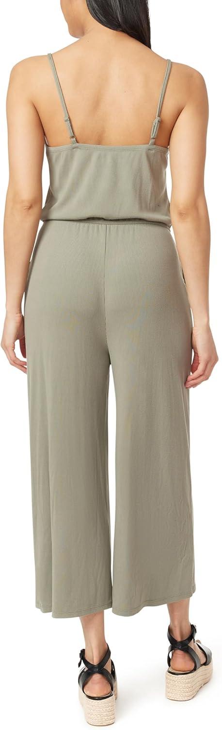 imageWallFlower womens Becca Yummy Rib Retro Crop JumpsuitVetiver
