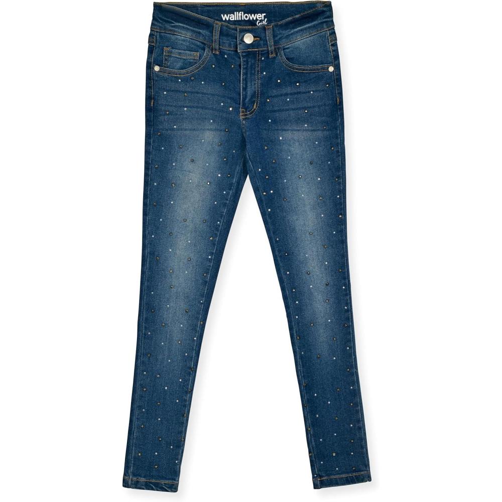 imageWallFlower Girls Jeans for Kids  5 Pocket Denim Pants for GirlsRhinestone Flare