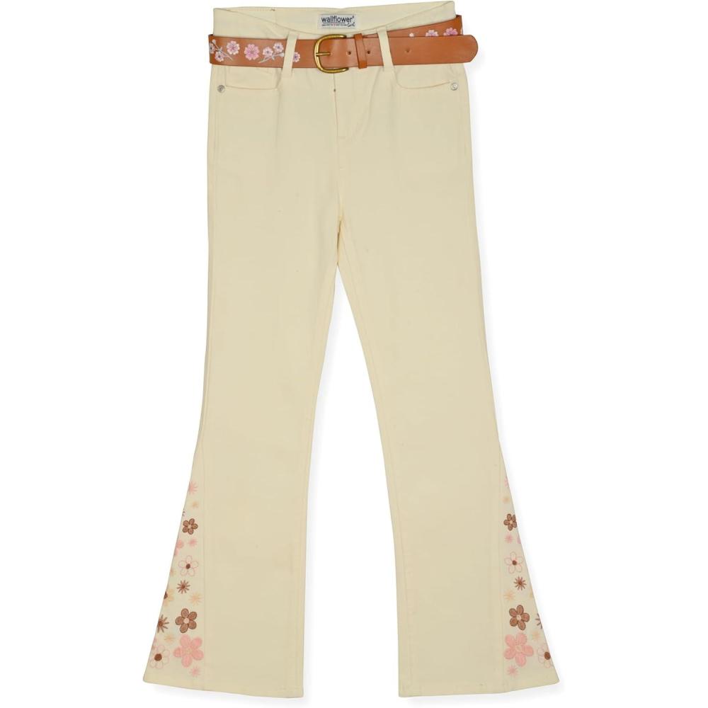 imageWallFlower Girls Jeans for Kids  5 Pocket Denim Pants for GirlsWhite Floral