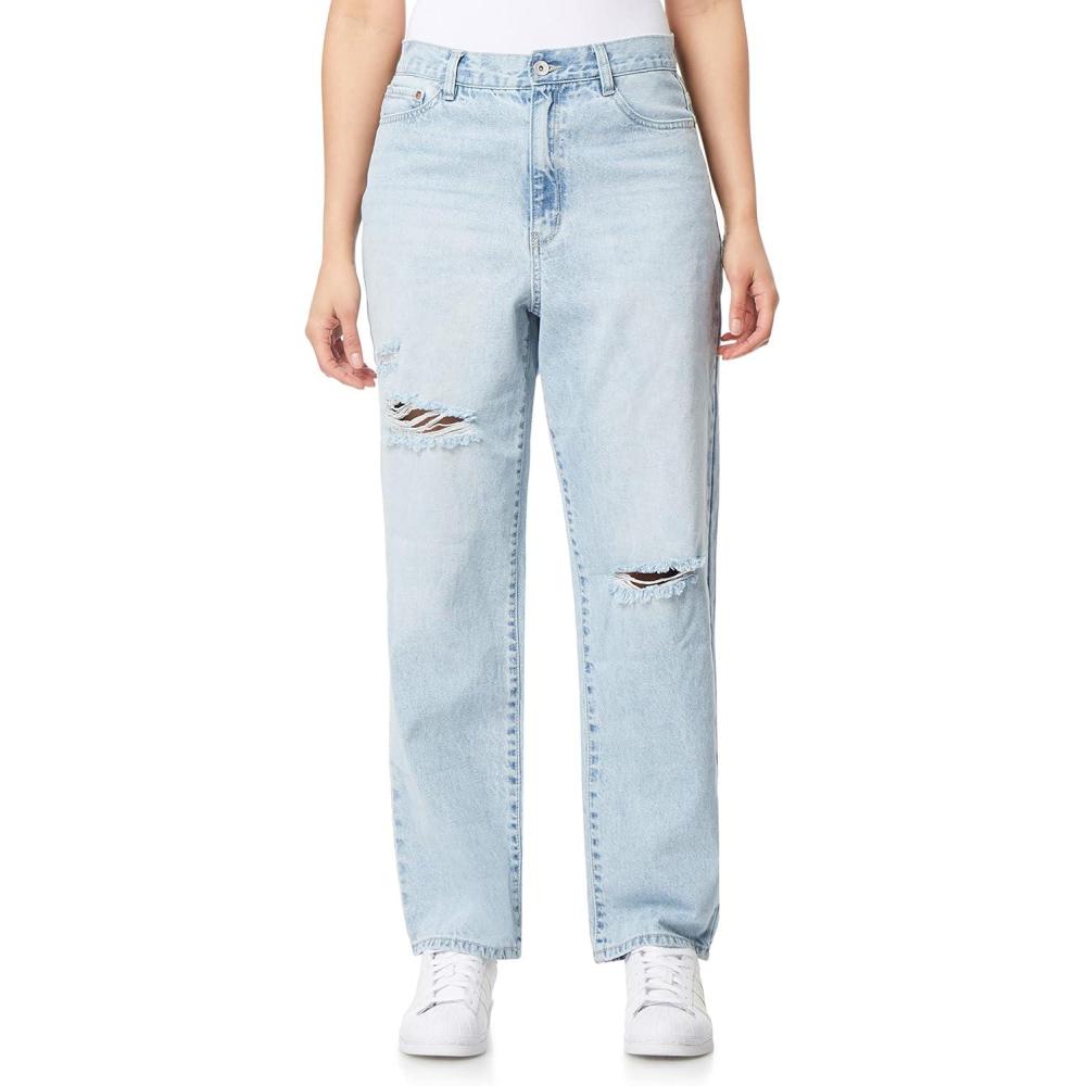 imageWallFlower Womens Boyfriend Straight Denim HighRise Insta Classic Juniors JeansWellie