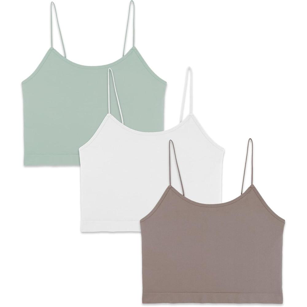 imageWallFlower Womens Carson Insta Smooth Seamless Shelf Bra Camisole 2Pack Standard and PlusSnow WhiteAntlerSurf Spray