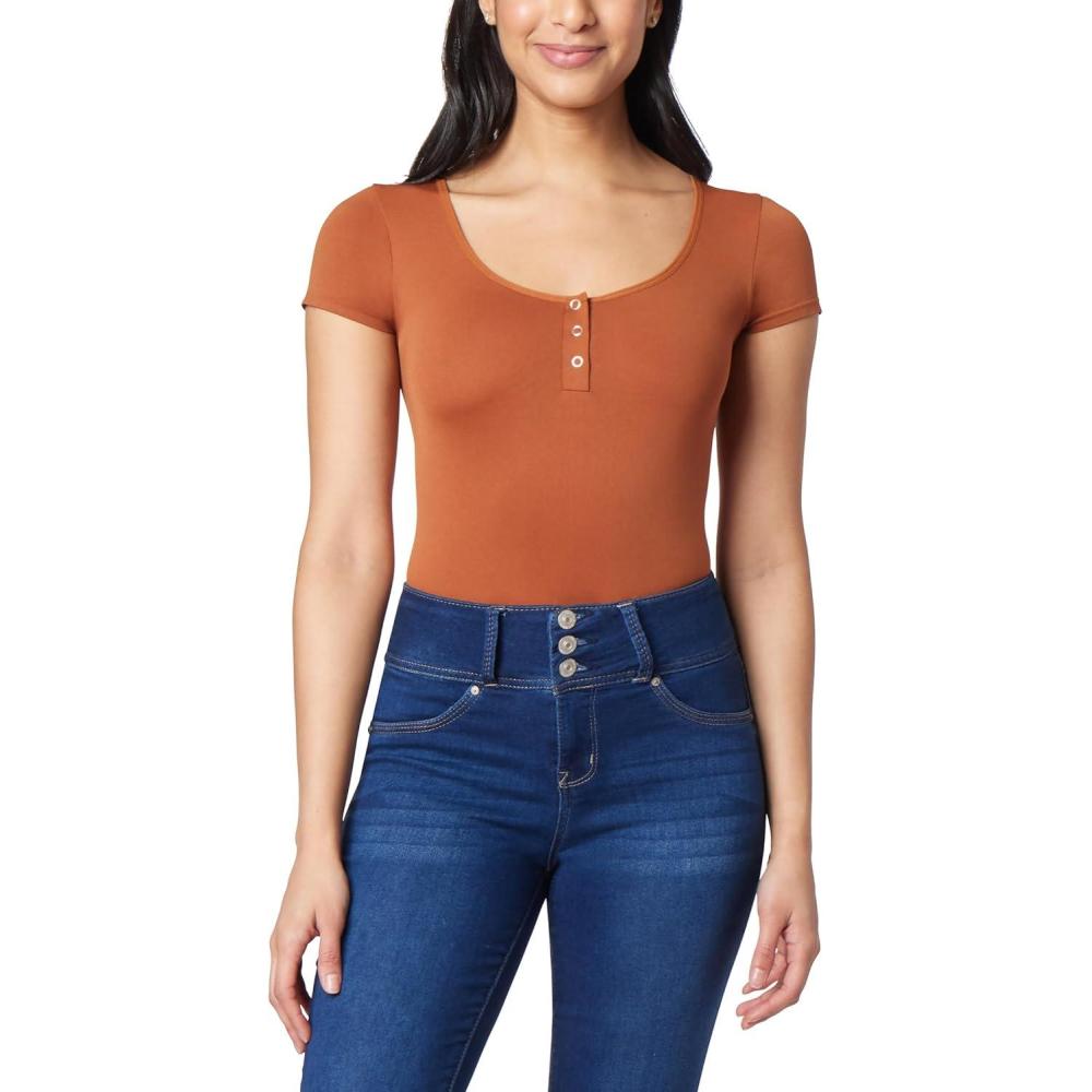 imageWallFlower Womens Chandler Insta Smooth Seamless Bodysuit TopMocha