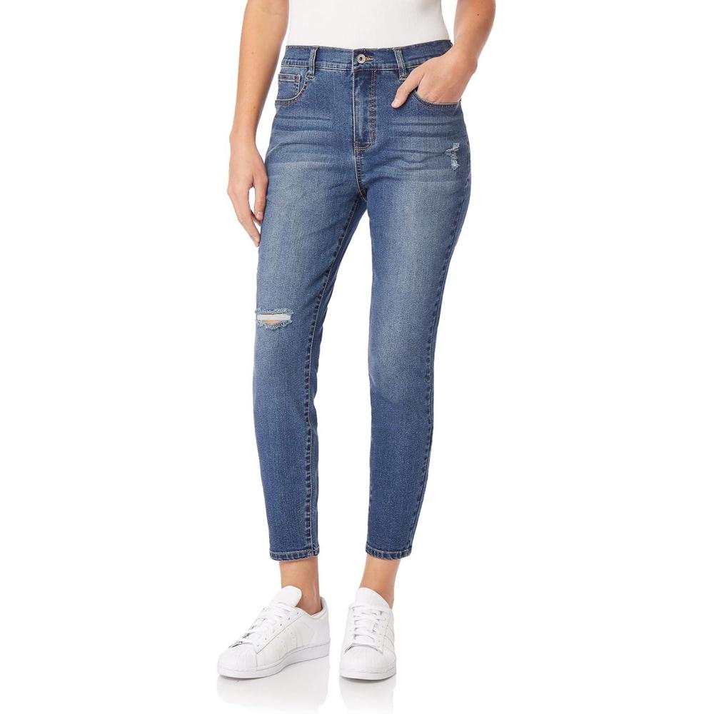 imageWallFlower Womens Fearless Curvy Ankle Denim Super HighRise Insta Vintage Juniors Jeans Standard and PlusMyra