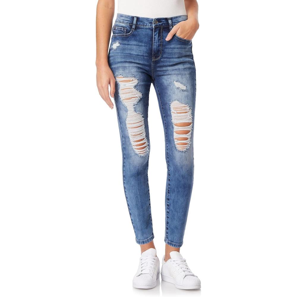 imageWallFlower Womens Fearless Curvy Ankle Denim Super HighRise Insta Vintage Juniors Jeans Standard and PlusNia