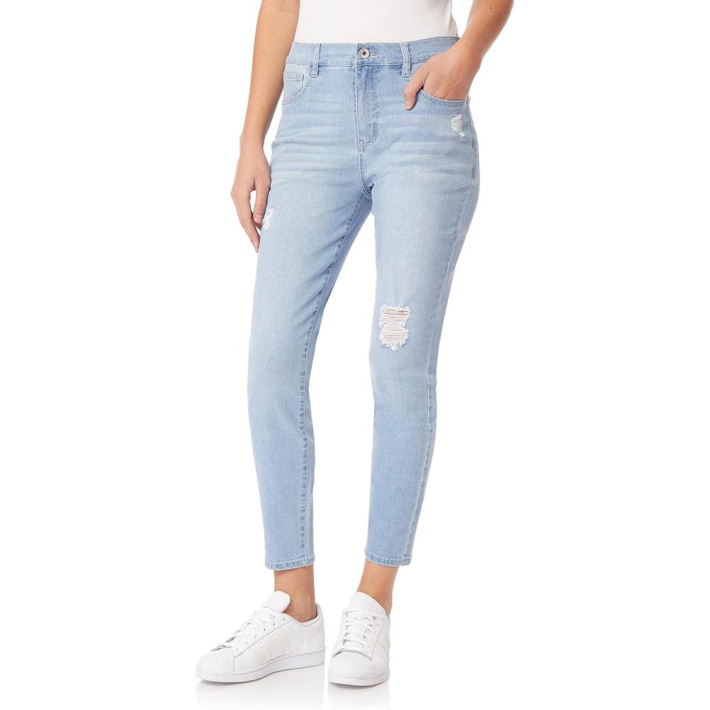 imageWallFlower Womens Fearless Curvy Ankle Denim Super HighRise Insta Vintage Juniors Jeans Standard and PlusRae