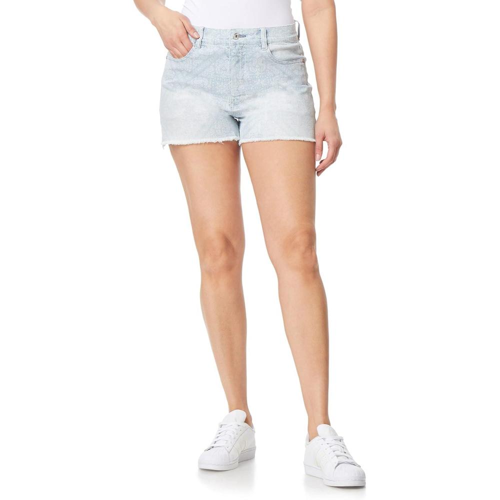 imageWallFlower Womens Fearless Curvy Denim Fashion Shorts HighRise Insta Vintage JuniorsConnie Printed