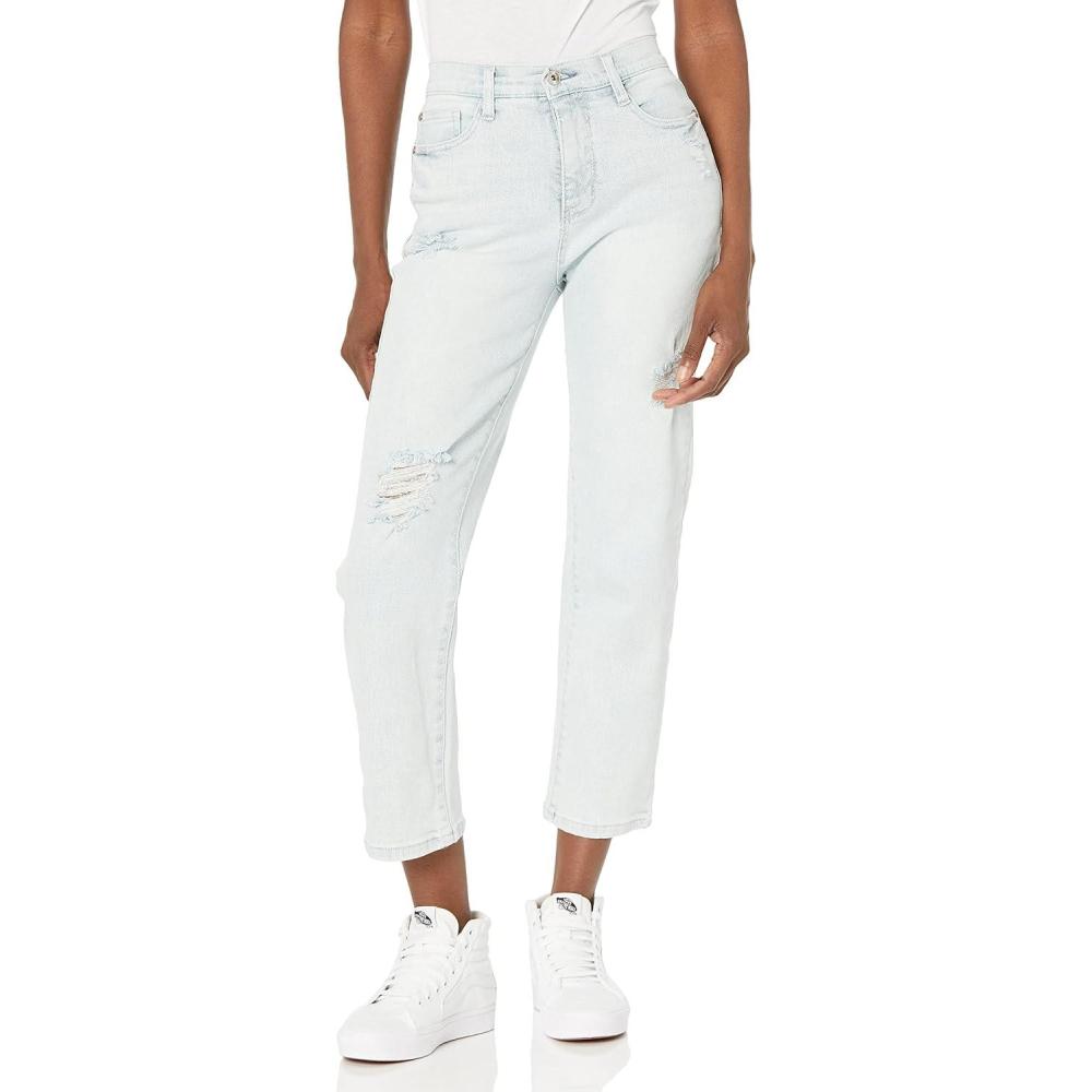 imageWallFlower Womens Fearless Curvy Straight Denim Super HighRise Insta Vintage Juniors JeansConnie