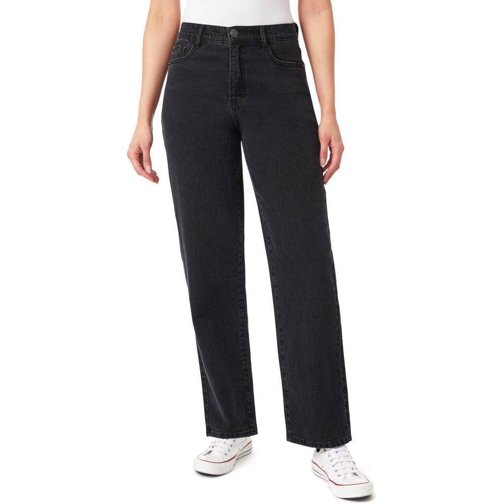 imageWallFlower Womens Fearless Curvy Super HighRise Retro Straight 30quot Insta Vintage Juniors JeansMid Carbon