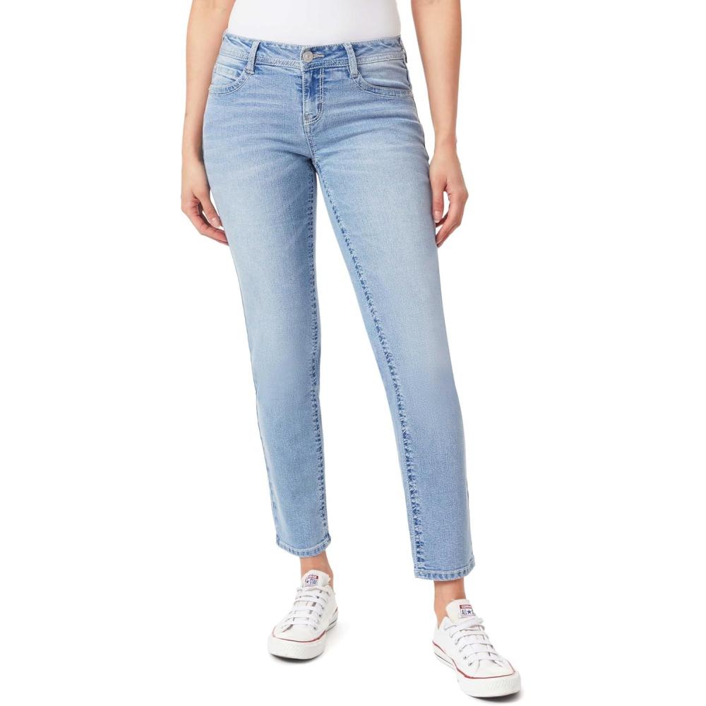 imageWallFlower Womens Feisty Curvy 30quot Low Rise Straight Insta Stretch Juniors JeansCina