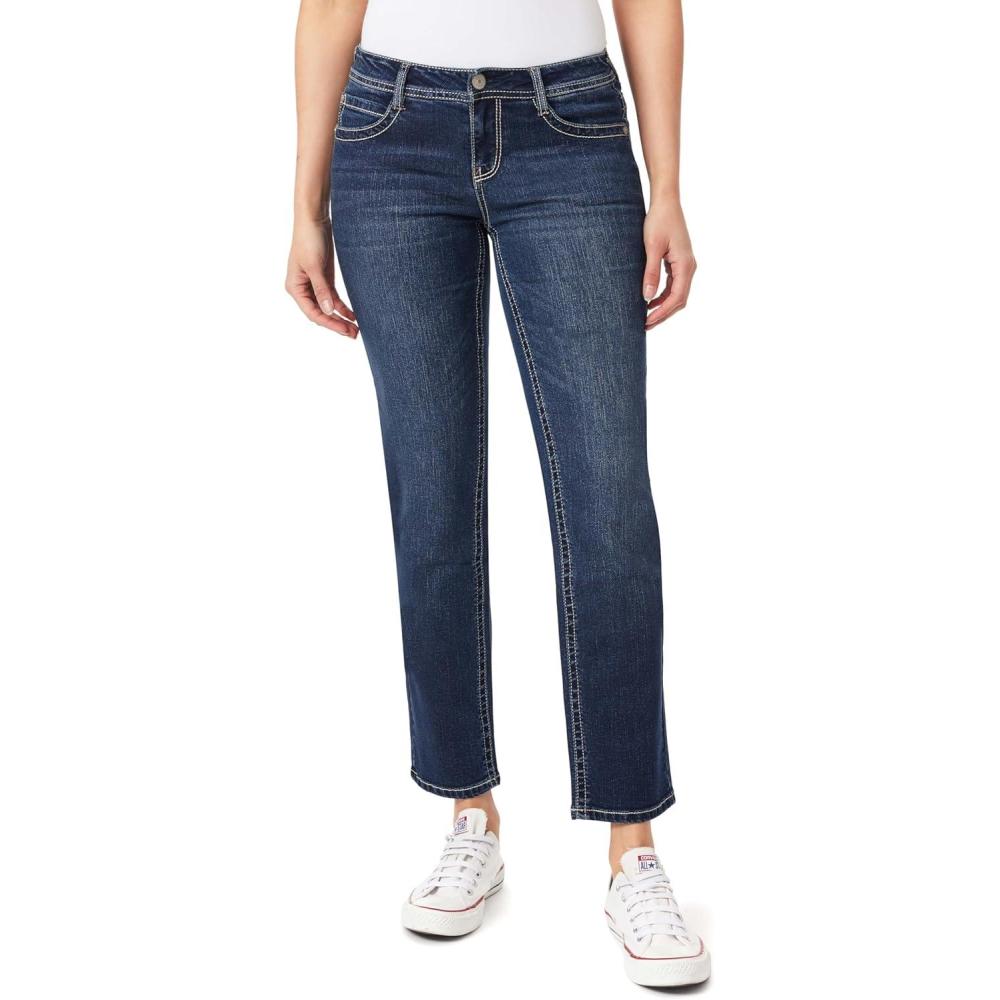 imageWallFlower Womens Feisty Curvy 30quot Low Rise Straight Insta Stretch Juniors JeansEvan