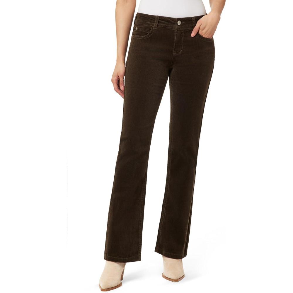 imageWallFlower Womens Feisty Curvy Low Rise Slim Flare Corduroy Juniors PantsDeep Moss