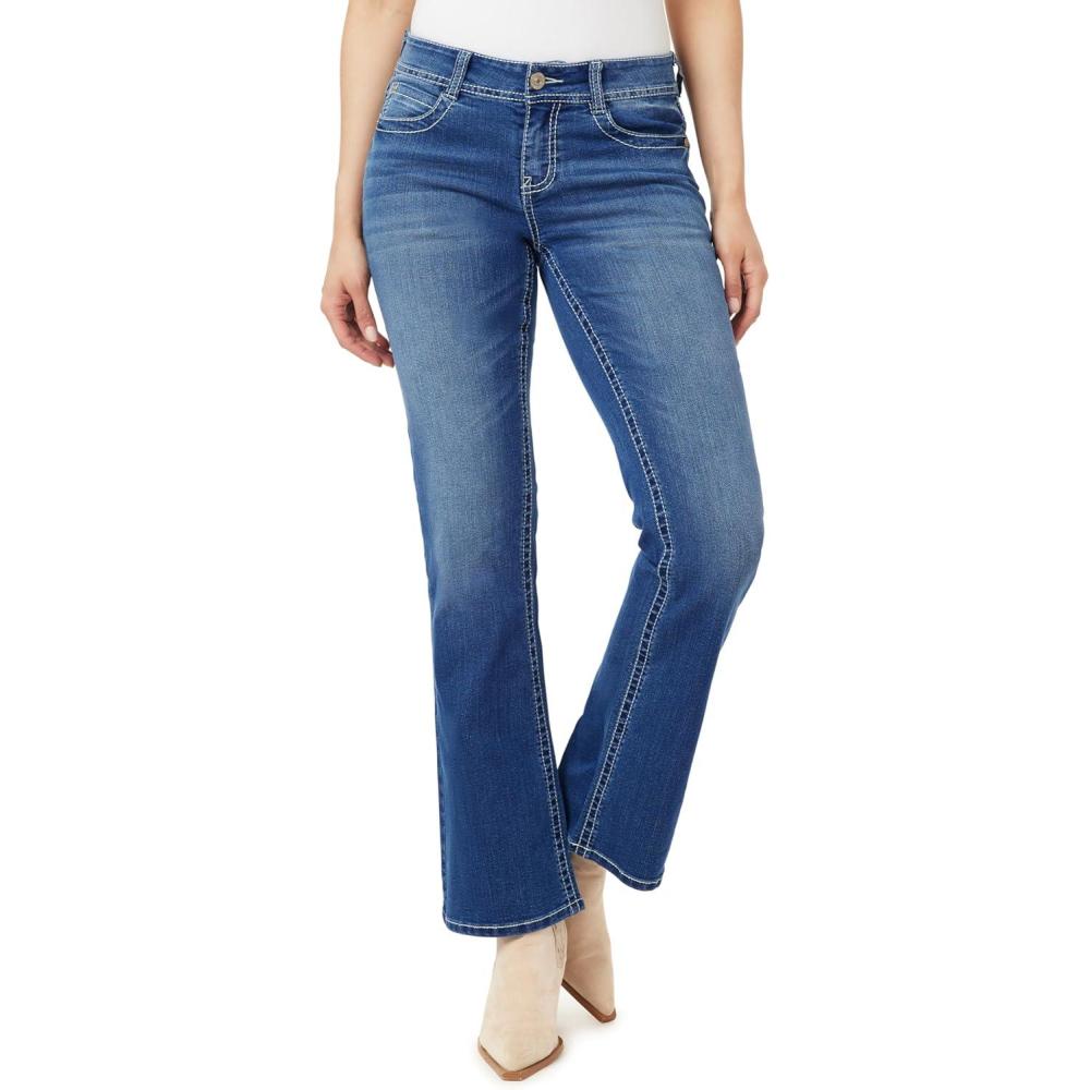 imageWallFlower Womens Feisty Curvy Low Rise Slim Flare Insta Stretch Juniors JeansGenevieve