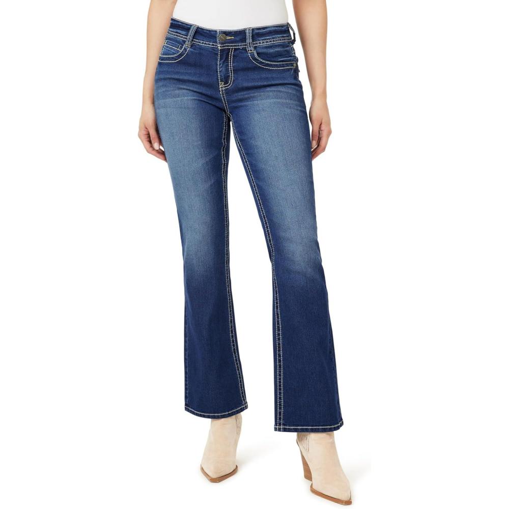 imageWallFlower Womens Feisty Curvy Low Rise Slim Flare Insta Stretch Juniors JeansGianna