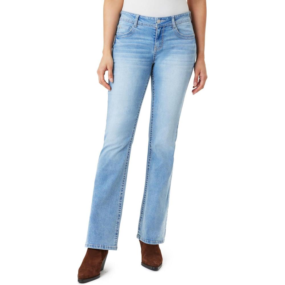 imageWallFlower Womens Feisty Curvy Low Rise Slim Flare Insta Stretch Juniors JeansNash
