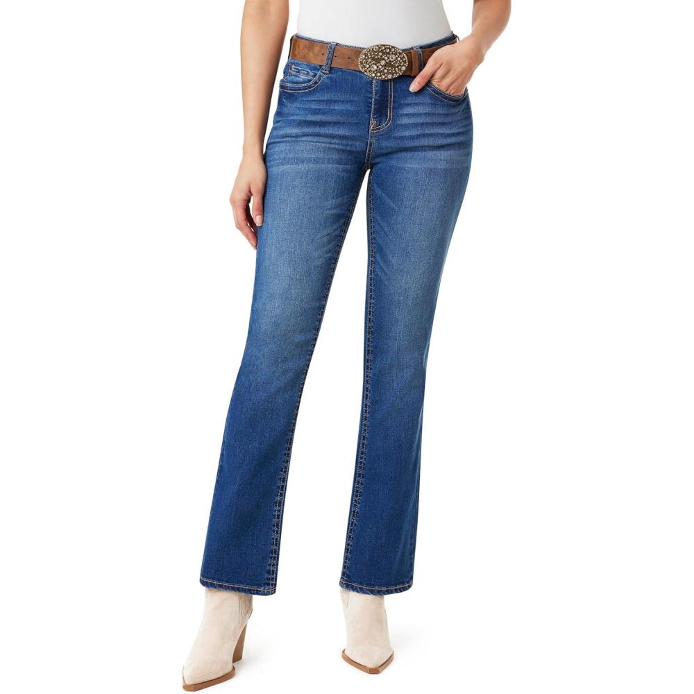 imageWallFlower Womens Feisty Curvy Low Rise Slim Flare Insta Stretch Juniors JeansParadise Belted