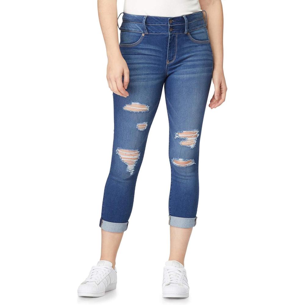 imageWallFlower Womens Juniors InstaSoft HighRise Sassy Fit Skinny Stretch Crop JeansHarper