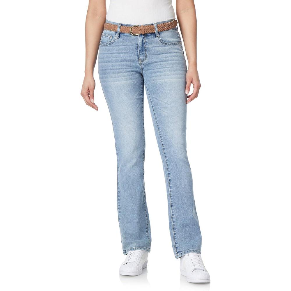 imageWallFlower Womens Legendary Slim Bootcut MidRise Belted Insta Stretch Juniors Jeans Standard and PlusRowan