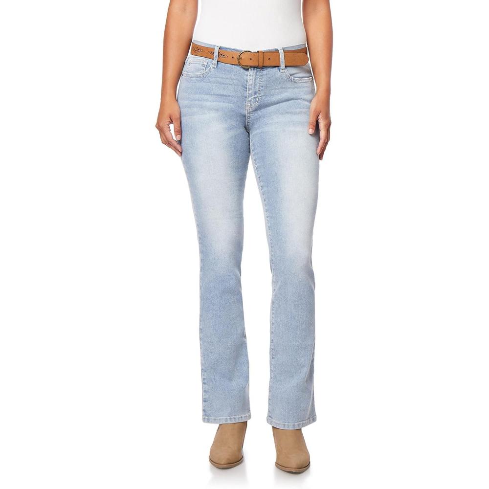 imageWallFlower Womens Legendary Slim Bootcut MidRise Belted Insta Stretch Juniors Jeans Standard and PlusUnion