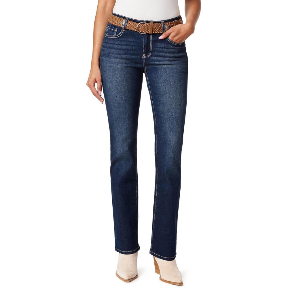 imageWallFlower Womens Legendary Slim Bootcut MidRise Belted Insta Stretch Juniors Jeans Standard and PlusVici