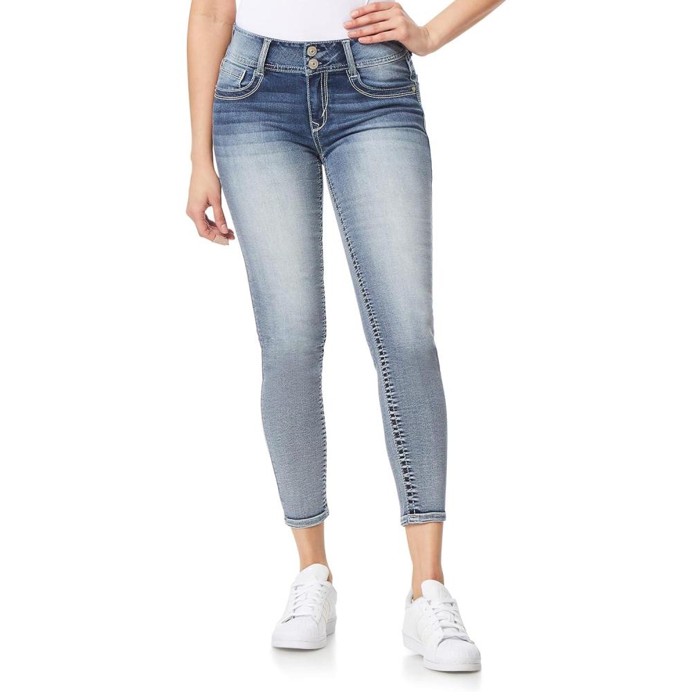 imageWallFlower Womens Luscious Curvy 27quot Ankle MidRise Insta Stretch Juniors Jeans Sizes 0 to 24Camille