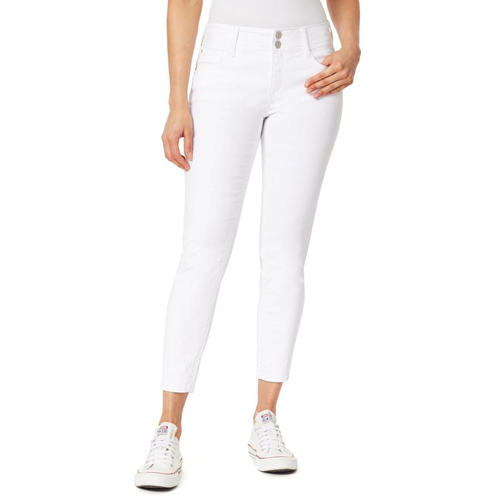 imageWallFlower Womens Luscious Curvy 27quot Ankle MidRise Insta Stretch Juniors Jeans Sizes 0 to 24White