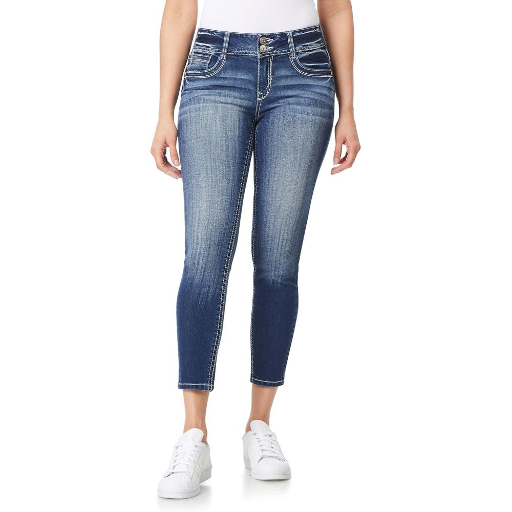 imageWallFlower Womens Luscious Curvy Ankle MidRise Insta Stretch Juniors Jeans Standard and PlusJenna
