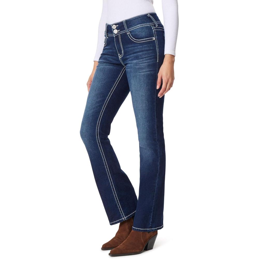 imageWallFlower Womens Luscious Curvy Bootcut MidRise Bling Insta Stretch Juniors Jeans Standard and PlusLena