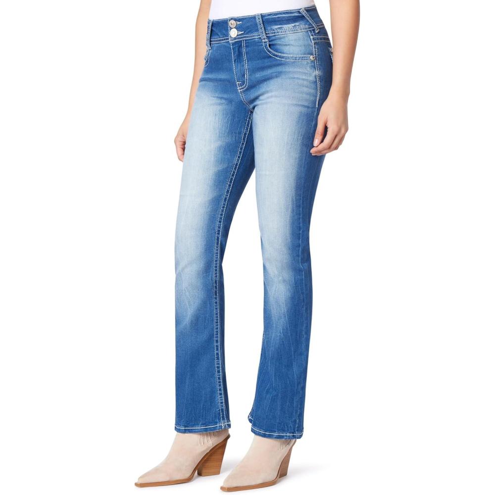 imageWallFlower Womens Luscious Curvy Bootcut MidRise Bling Insta Stretch Juniors Jeans Standard and PlusMirabelle