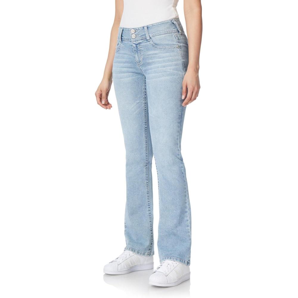 imageWallFlower Womens Luscious Curvy Bootcut MidRise Bling Insta Stretch Juniors Jeans Standard and PlusPerry