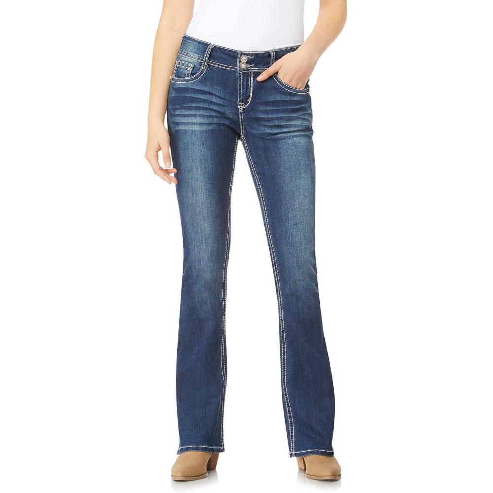 imageWallFlower Womens Luscious Curvy Bootcut MidRise Bling Insta Stretch Juniors Jeans Standard and PlusTwinkle