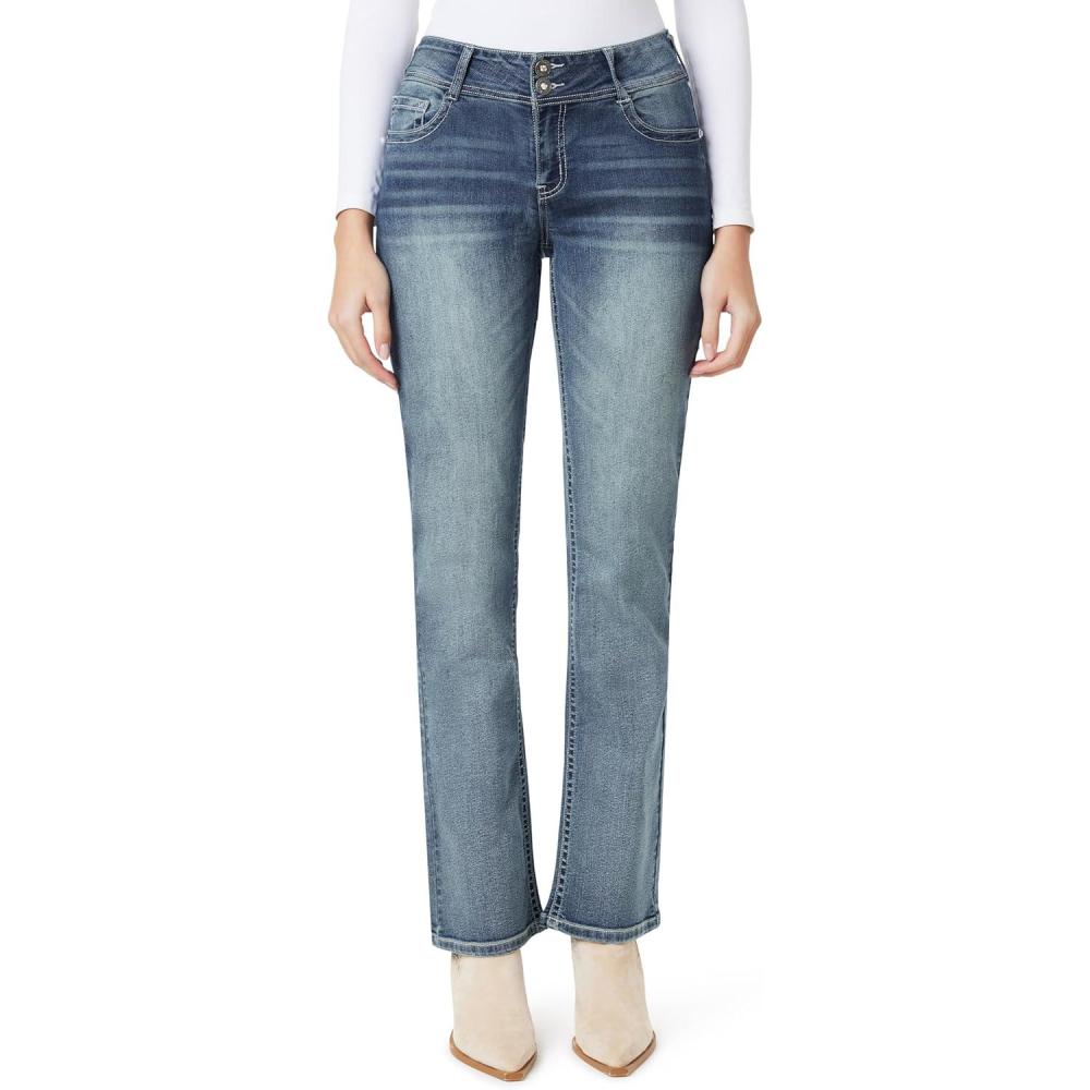 imageWallFlower Womens Luscious Curvy Bootcut MidRise Bling Insta Stretch Juniors Jeans Standard and PlusVenus
