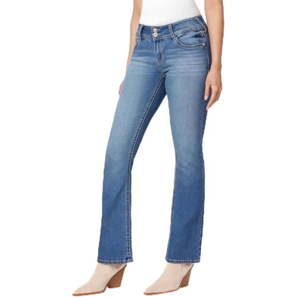 imageWallFlower Womens Luscious Curvy Bootcut MidRise Bling Insta Stretch Juniors Jeans Standard and PlusVeronica Pure