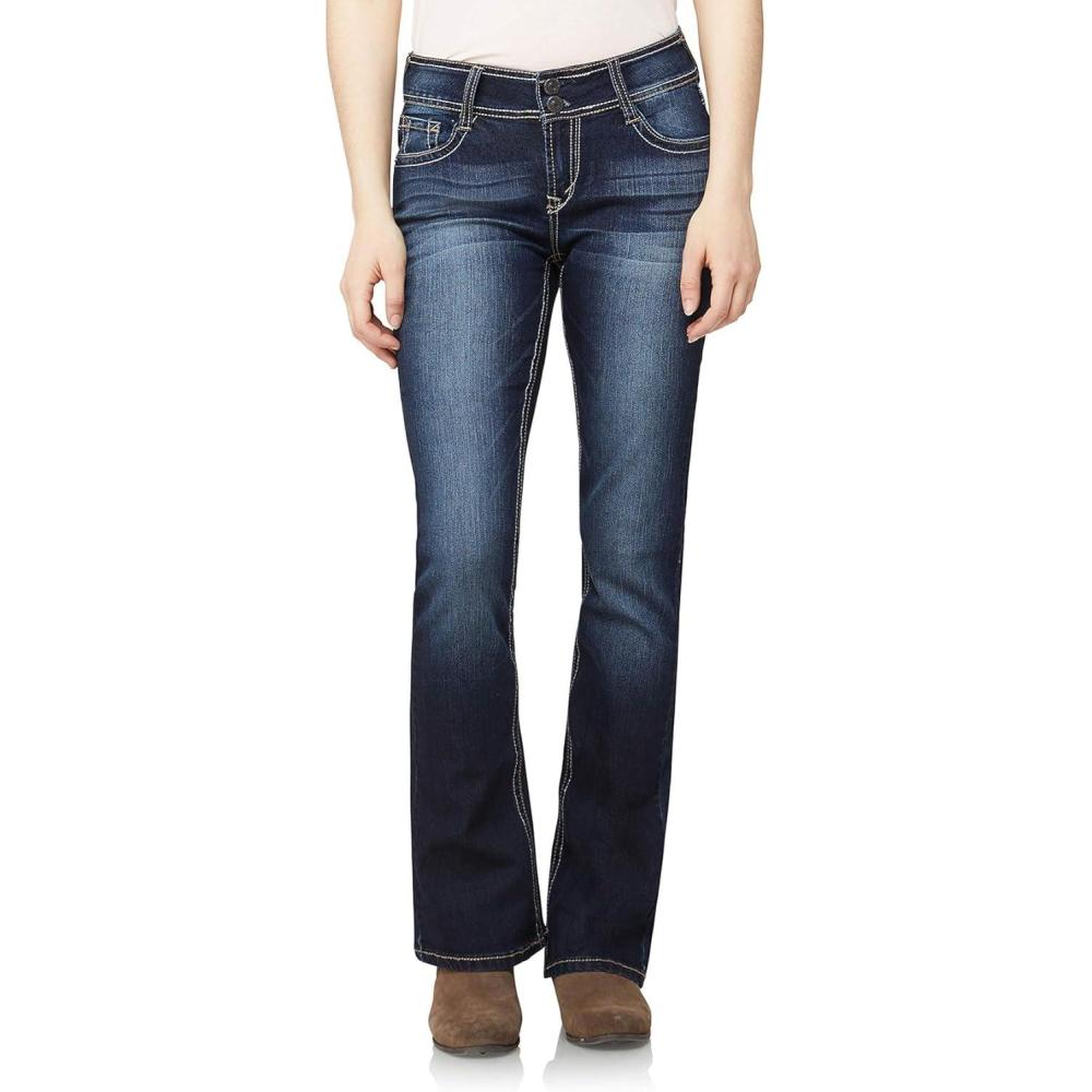 imageWallFlower Womens Luscious Curvy Bootcut MidRise Insta Stretch Juniors Jeans Standard and PlusBetsy Legacy