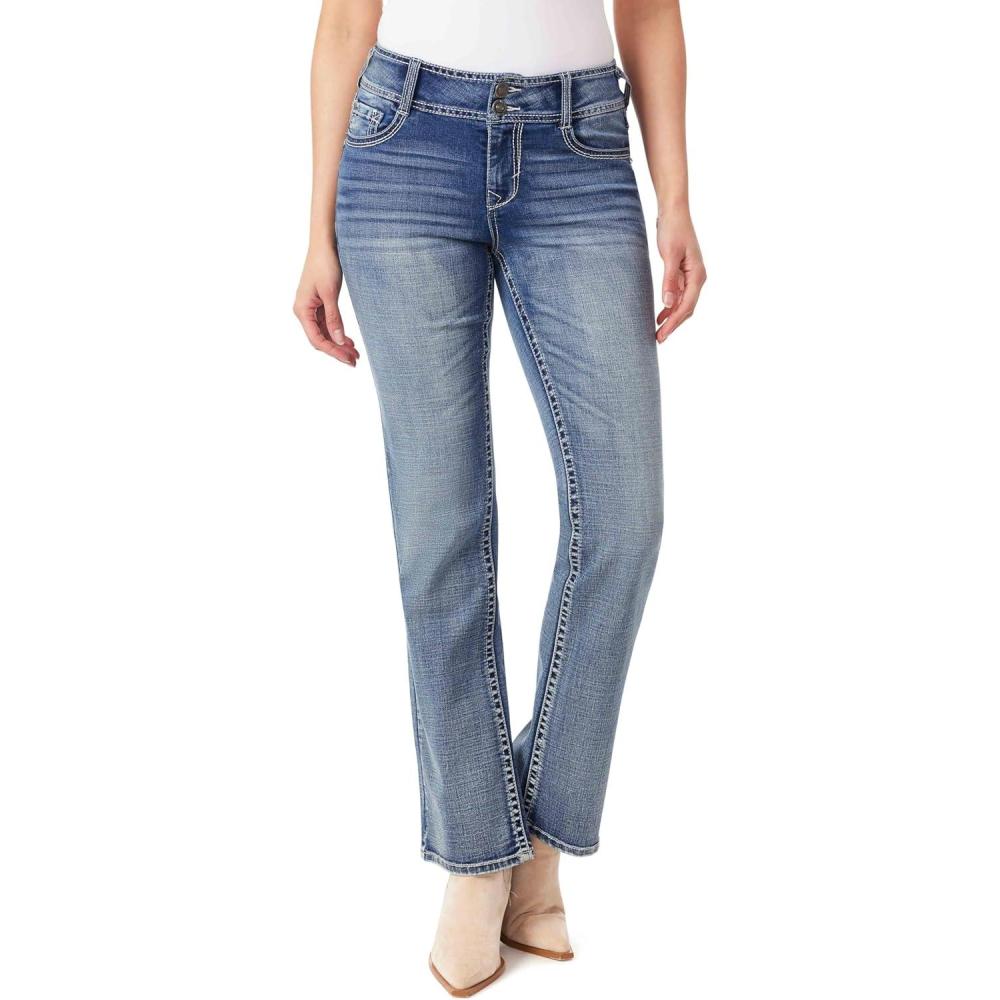 imageWallFlower Womens Luscious Curvy Bootcut MidRise Insta Stretch Juniors Jeans Standard and PlusVenus