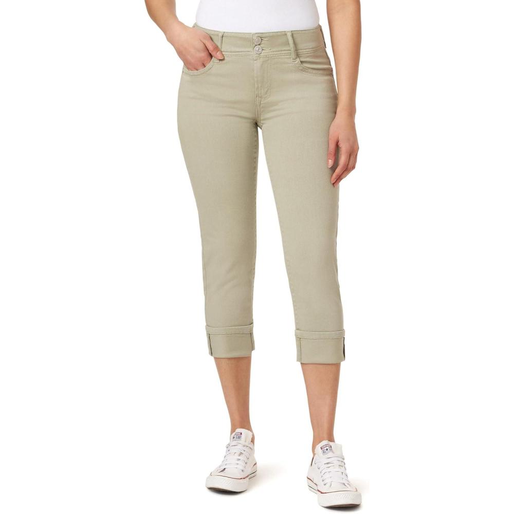 imageWallFlower Womens Luscious Curvy Twill 235 Crop MidRise Juniors Available in PlusSoft Olive