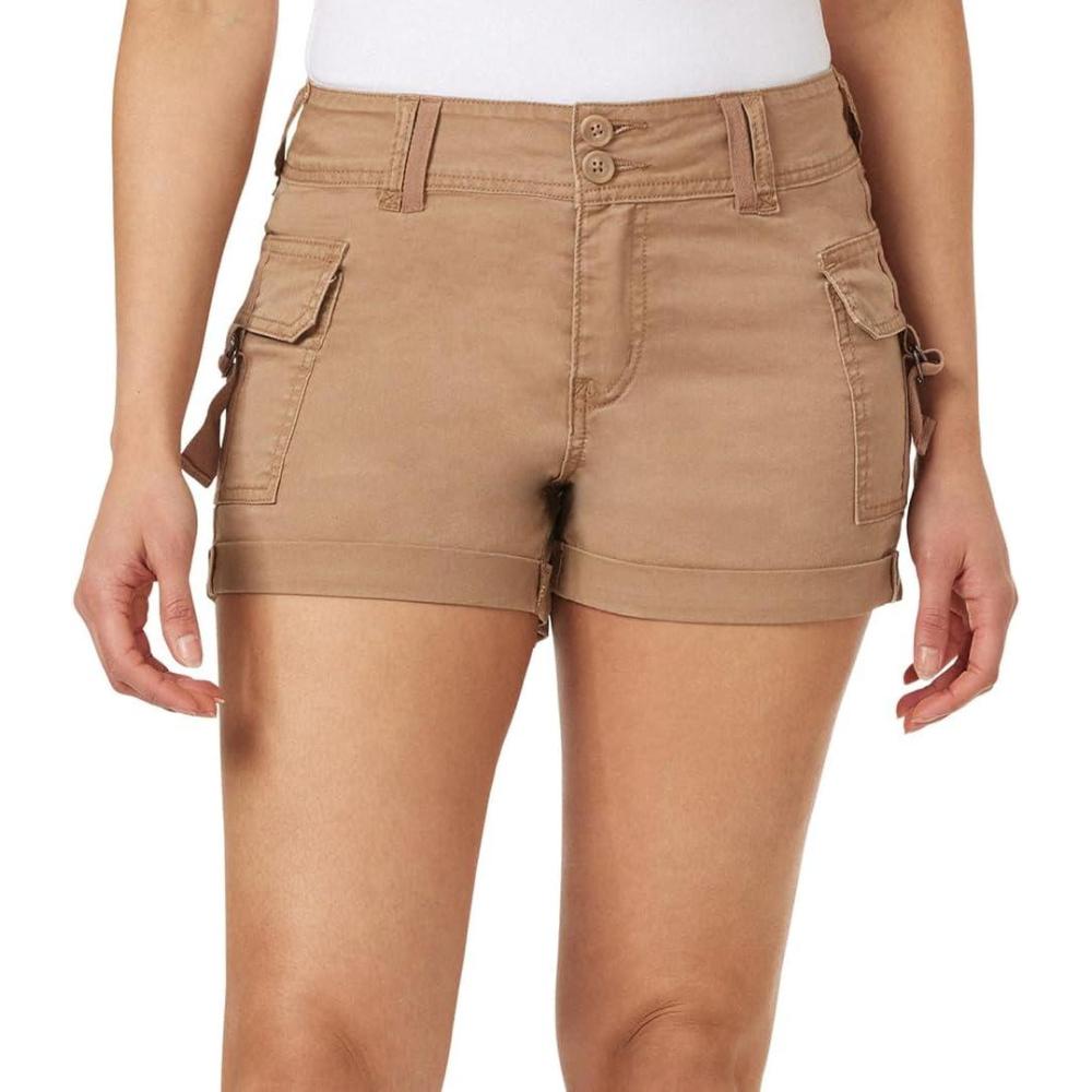 imageWallFlower Womens Luscious Curvy Twill Cargo Shorts 3quot MidRise Insta Stretch JuniorsPampas