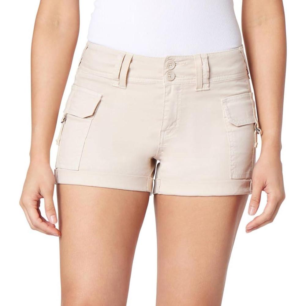imageWallFlower Womens Luscious Curvy Twill Cargo Shorts 3quot MidRise Insta Stretch JuniorsStone