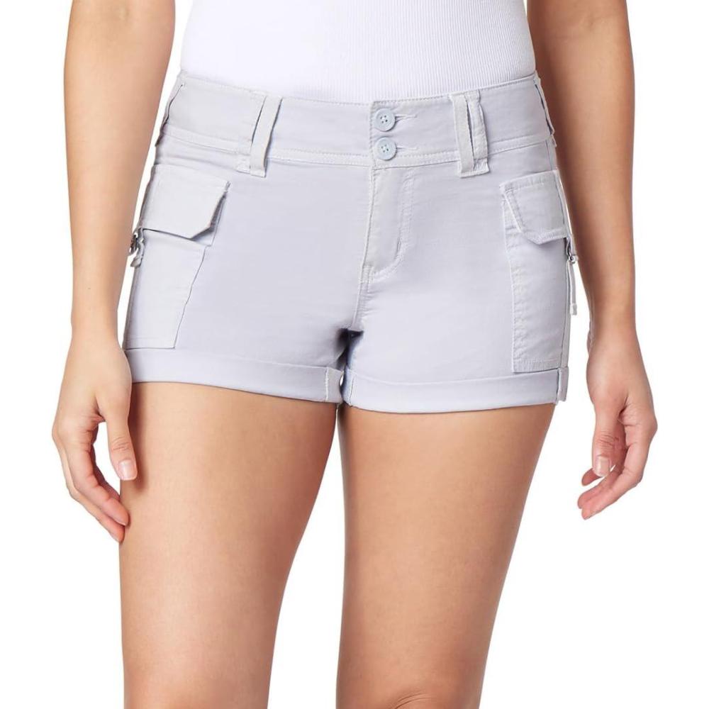 imageWallFlower Womens Luscious Curvy Twill Cargo Shorts 3quot MidRise Insta Stretch JuniorsWisteria