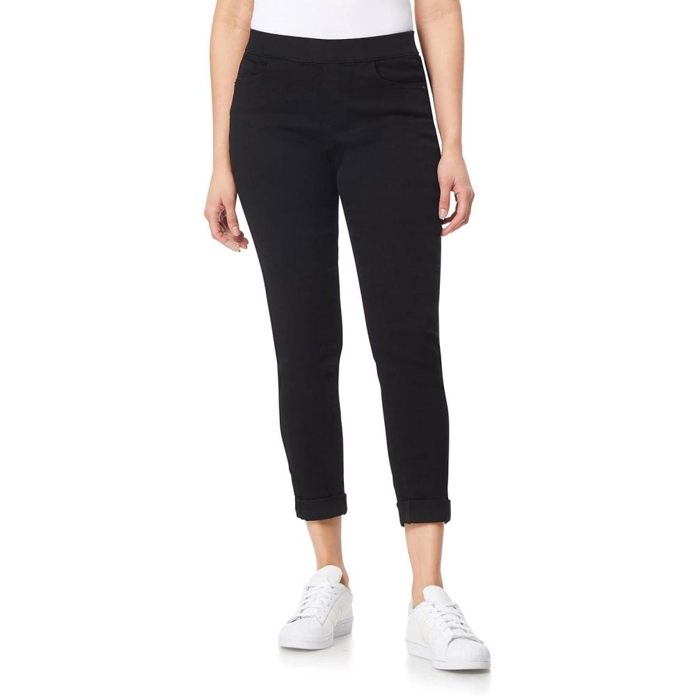 imageWallFlower Womens Pull on Denim Crop and Ankle HighRise Insta Soft Juniors Jeans Available in Plus SizeNoir Ankle