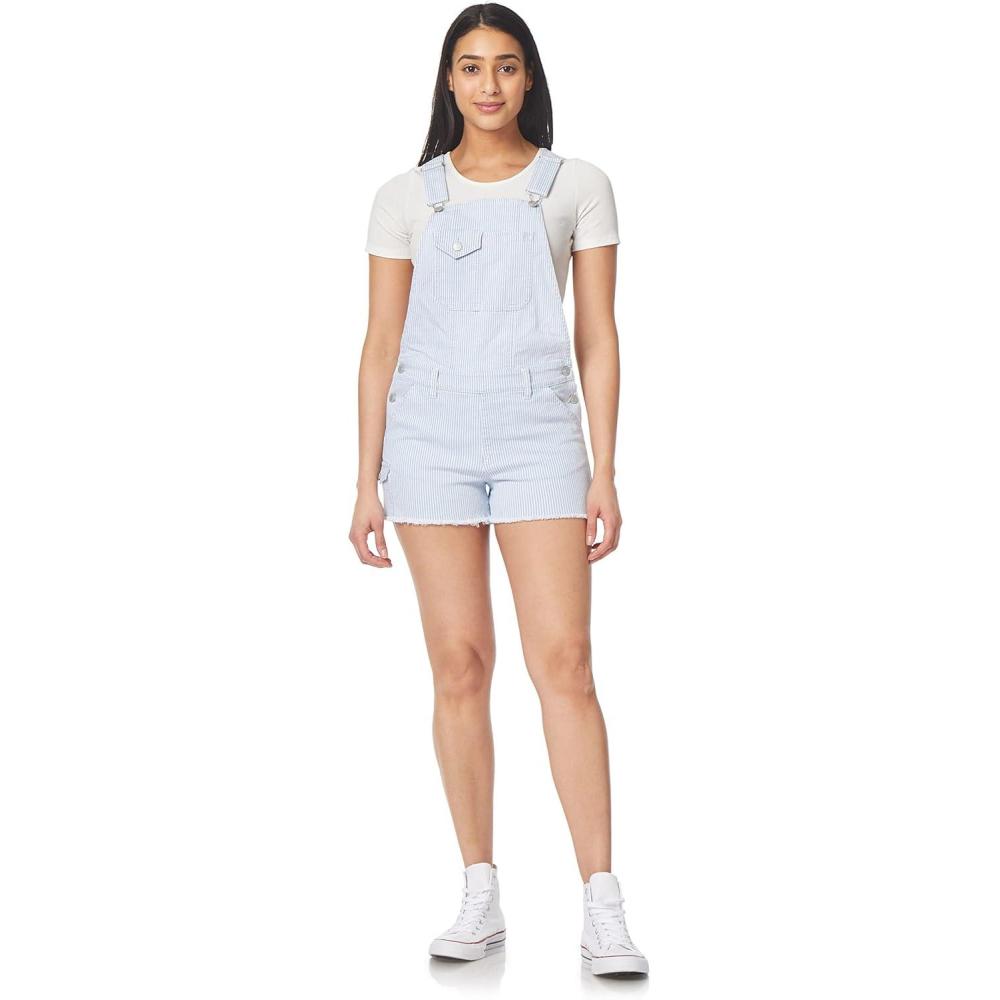 imageWallFlower Womens Shortalls Juniors Standard and PlusRailroad Stripe