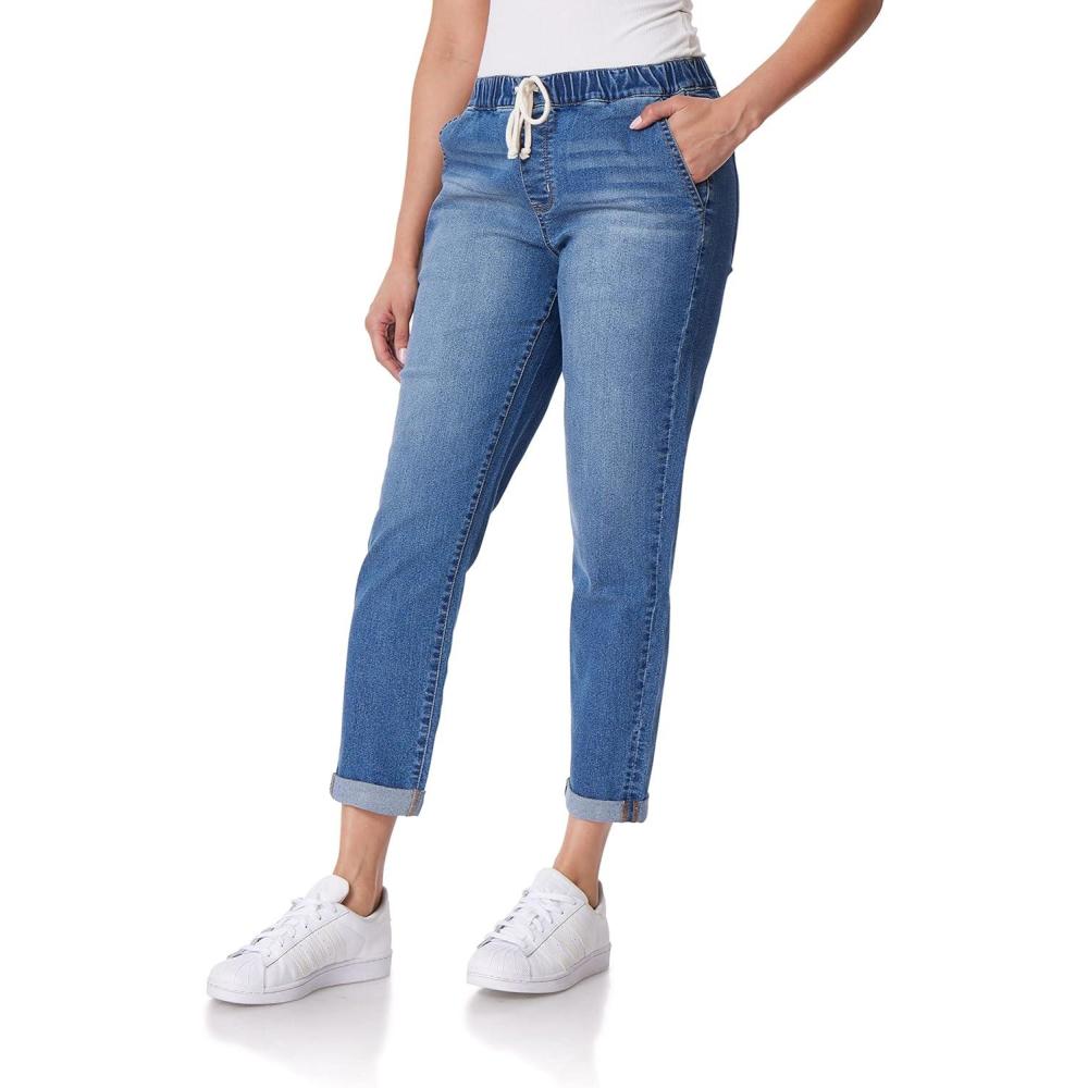 imageWallFlower Womens Tomboy Jogger Denim MidRise Insta Stretch Juniors JeansVeronica