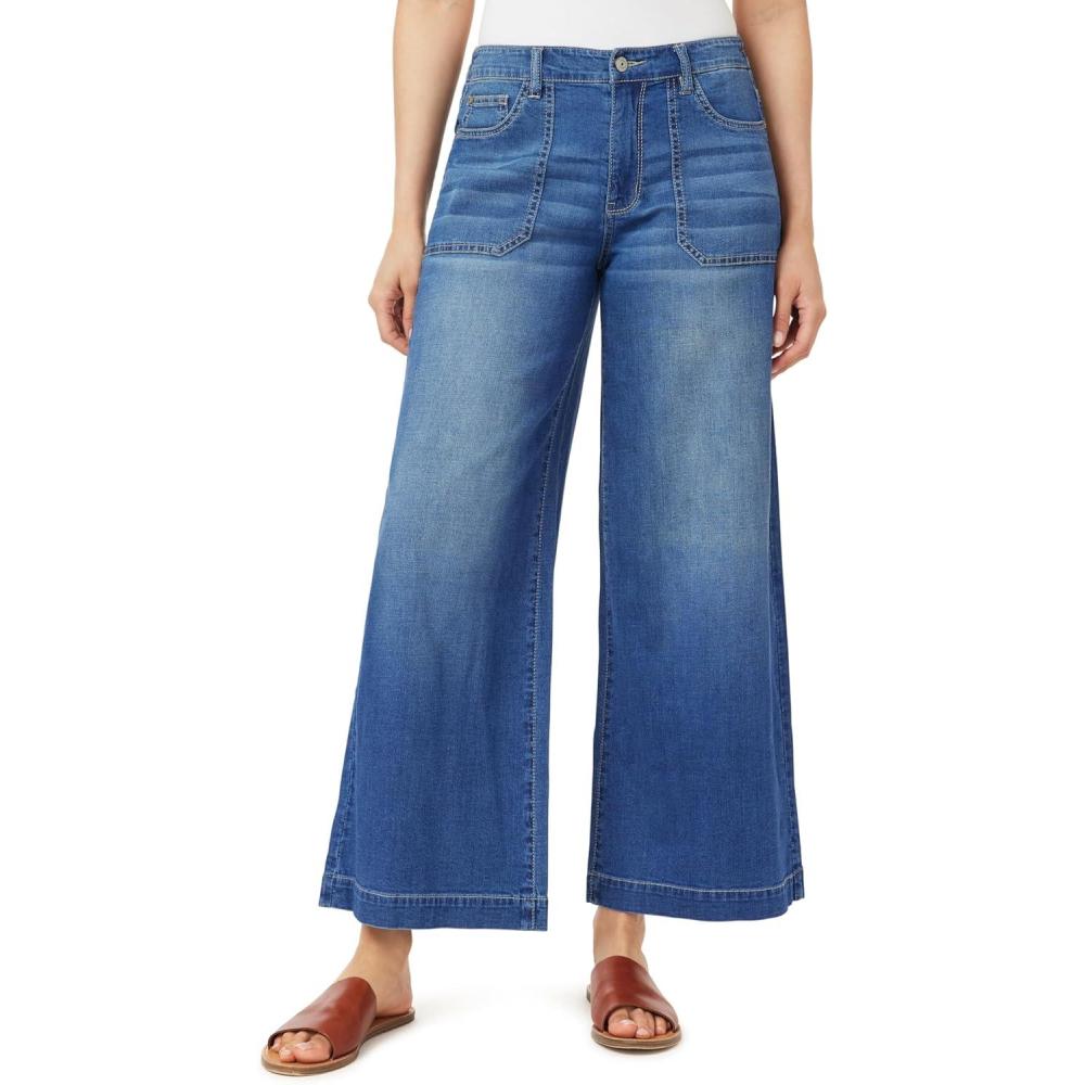 imageWallFlower Womens Tomboy Relaxed 29quot Palazzo Denim MidRise Insta Dreamy Juniors JeansBella