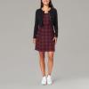 imageWallFlower Womens 2Piece Sweater and Dress Set Elegant Teacher LooksBurgundy and Black Plaid  Black Cardigan