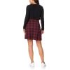 imageWallFlower Womens 2Piece Sweater and Dress Set Elegant Teacher LooksBurgundy and Black Plaid  Black Cardigan