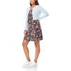 imageWallFlower Womens 2Piece Sweater and Dress Set Elegant Teacher LooksDark Brown Floral  Light Blue Cardigan