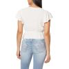 imageWallFlower Womens Adrianne Flutter Sleeve VNeck Rayon Challis Swiss Dot Peplum TopSnow White